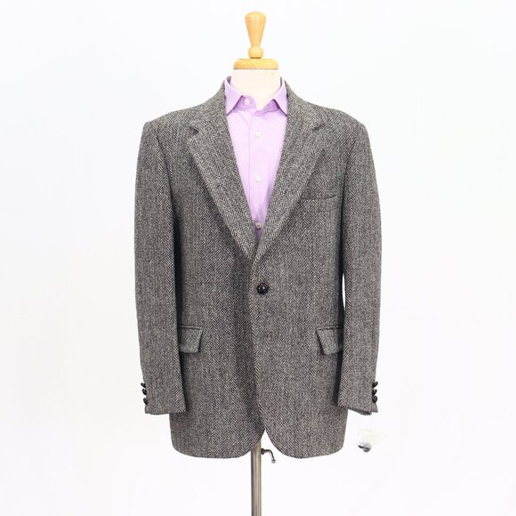 Harris Tweed 44R Gray Blazer Sport Coat Jacket 2-Button Herringbone T397 - Picture 1 of 11